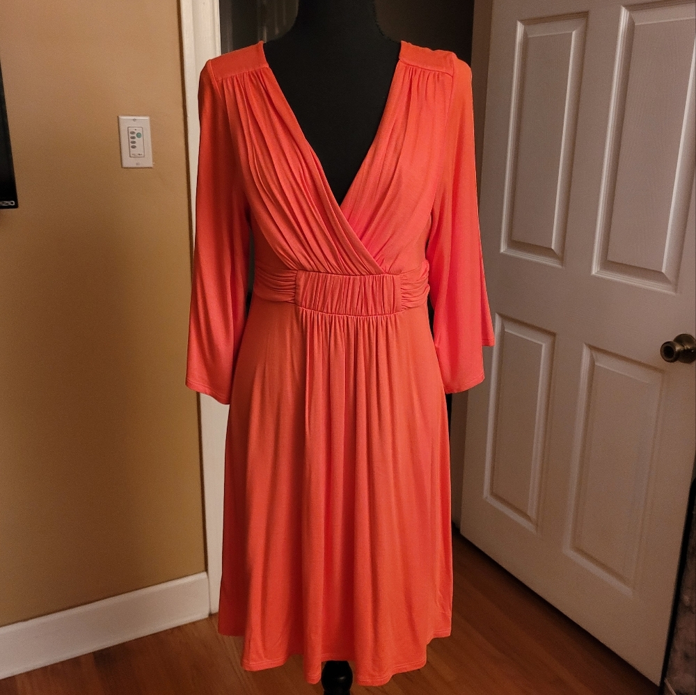 Coral 3/4 Sleeve Dress